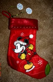 VINTAGE, LARGE RED EMBROIDED, MICKEY MOUSE "ICE SKATING," (7.75" x 16.0"), New