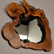 Handmade Natural Wood Mirror, One of a Kind Organic Design, 21x30 in