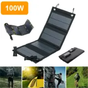 Portable 100W Usb Solar Panel Folding Power Bank Outdoor Camping Phone Charger