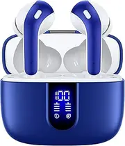 TAGRY Bluetooth Headphones True Wireless Earbuds 60H Playback LED Power Display Earphones with Wireless Charging Case IPX5 Waterproof in-Ear Earbuds with Mic for TV Smart Phone Laptop Ocean Blue