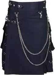 [All Kilts Sports] Men's Kilt Wedding Utility Stud Kilts with Detachable Pockets & Chain