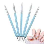 Nail Dotting Tool, 5 Pieces Nail Pen, Silicone Clay Sculpting Tools, Pottery Polish Decoration, DoubleTipped Point Drill Pen for Young, Old, Professionals