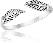 [AeraVida] Vintage Leaf Wrap .925 Sterling Silver Toe or Pinky Ring | Trendy Adorable Toe Pinky Ring, Sterling Silver, No Gemstone