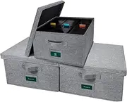 TWAVETREE VHS Storage Box with Lid Pack of 3, Practical VHS Storage Case with Index Labels, 14.4 x 13.4 x 8.2 Inches VHS Holder Storage Containers to Store up to 126 VHS Tapes- Gray