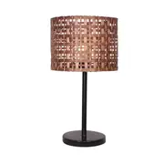 Rattan Shade Table Lamp with Black Marble Base
