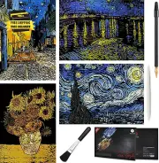 Scratch Art Painting 4 Pcs Vincent Van Gogh Scratch Rainbow Paper Set for Adults