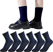 [EPEIUS] School Socks for Girls White Navy Blue Socks Seamless Socks for Kids Toddler Crew 3-5T/6-8/8-10/10-12 Years Old