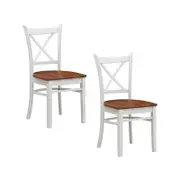 Lupin Dining Chair Set of 2 Crossback Solid Rubber Wood Furniture - White Oak