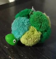 Bath & Body Works Green Pom Pom Turtle Hand Sanitizer Holder Case Key Chain Gift