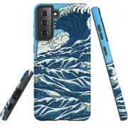 For Samsung Galaxy S21 FE Case Armour Cover, Japanese Wave