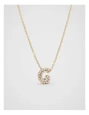 [Seed Heritage] Initial Jewel Bubble Necklace - G