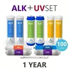 1 Year Reverse Osmosis Alkaline UV System Full Replacement Filter Set - 11 With