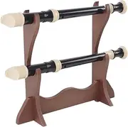 Wooden Flute Display Stand, 2-layer structure design, bamboo flute wall mount bracket display, used to elegantly display treble recorder, Indian bamboo flute, Irish whistle, woodwind instruments.