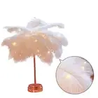 LED Desk Lamp Artificial Feather Shade Gift Bedroom Home Decor Night Light New