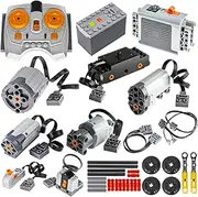 BloxBrix 36 Pcs Power-Function Compatible with Technic-Parts, Servo & Train-Motor Battery Technic-Parts Receiver Adjustable Speed ​​Motor Parts, Motor Power Change Parts Compatible with Major Brands