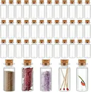 Gerrii 100 Pcs 30 ml Mini Glass Bottles with Wood Cork Stoppers, Mini Glass Vials Small Clear Bottles Wishing Message Spell Potion Tiny Jars Sand Art for Decoration Wedding DIY Favor