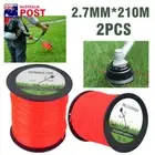 2PCS 2.7MM X 210M COMMERCIAL USE TRIMMER LINE MOWING Whipper Snipper Cord RED AU