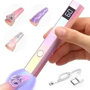 SAVILAND Handheld U V Light for Nails: 12W Portable Mini U V Light for Gel Nail 3 Timer Setting LED Nail Lamp 400mAh Rechargeable Type-c USB LCD Display Screen Nail Dryer for Home Personal DIY Self Use