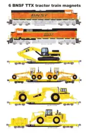BNSF TTX Construction Tractor Train 6 magnets Andy Fletcher