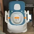 Toilet Detachable Height Prevent Slip PU Sest Bedside Commode Chair Blue BST