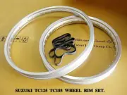 Fit SUZUKI TC125 TC185 (19/18) F&R ALLOY WHEEL RIM SET SILVER+RUBBER [mi3218]