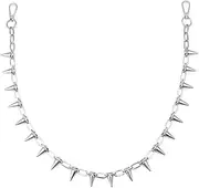 [Niaspi] Spikes Tassel Pants Chain Necklace for Women Men Unisex Vintage Gothic Spike Chain Choker Rivet Pants Costume Accessories Silver Fashion Streetwear Jeans Wallet Belt Chain Jewelry, Stainless