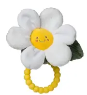 NWT Mary Meyer Sweet Soothie Soft Baby Rattle with Teether Ring, 5-Inches, Daisy