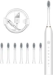 Electric Toothbrush for Adults, with 7 Replacement Brush Heads, Soft Bristle, 6 Modes, One Charge for 60 Days, Waterproof Electronic Toothbrush, Dental Care Cleaning Pink/548 White)