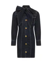 Balmain Kids Logo-Patch Denim Dress 12Y Blue