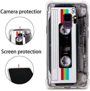 Case for Galaxy S9 with Reinforced Corners TPU Soft Bumper Retro Cassette Tape C