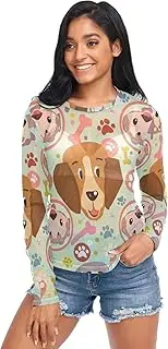[RPLIFE] Cute Dogs Colorful Bones Green Womens Mesh Sleeve Top, Sheer Mesh Top S-XXL