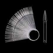 GOGOONLY Nail Display Sticks Transparent Stiletto Tips Nail Art Display Chart Fan Board Acrylic False Tips Practice Tool Nail Polish Sample Color Showcase With Ring (100 pcs - Clear)