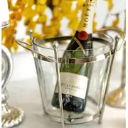 Carrington Clear Glass & Silver Plated Stand Champagne & Wine Ice Cooler Bucket