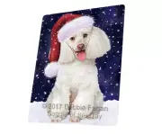 Let it Snow Christmas Holiday White Poodle Dog Woven Throw Sherpa Blanket T41