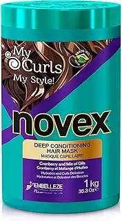 Novex Embelleze My Curls Deep Conditioning Hair Mask Cream (35.2oz) Moisturizing Treatment Defines Curls, Controls Volume, Reduces Frizz, Adds Softness, for All Curly Hair Types