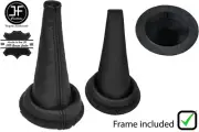 BLACK DOUBLE STITCH LEATHER GEAR BOOT+PLASTIC FRAME FOR PORSCHE 914 1969-1976