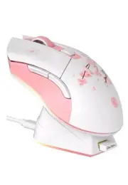 DAREU Sakura Pink Wireless Gaming Mouse with Charging Dock Rechargeable RGB,1...