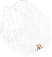 [HAPINARY] Bride Fascinator Hat Wedding Veil Headband Pearl Headpiece for Tea Party Lightweight and Durable Headdress for Weddings Birthdays and Cosplay Events