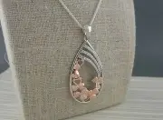 Fallen Shamrocks in Sterling Silver with Rose Gold Plate &CZs Pendant Ireland