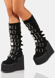 [Demonia] Black Velvet Trinity Boots