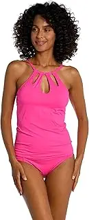 [La Blanca] Women's Island Goddess High Neck Front Keyhole Tankini Swimsuit Top