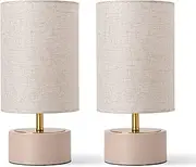 Sherwood Billie Home Set of 2 Bedside Table Lamp Decorative Desk Lighting Reading Light Oatmeal Finish, Gold Metallic Accent, Modern Opulent, Oatmeal Lampshade Desk Lamp Interior Design - D18 x H38cm