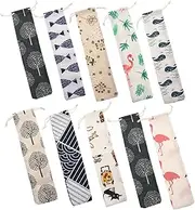 Vaguelly 10Pcs Cotton Linen Cutlery Drawstring Bags for Travel BBQ Picnics Storage Pouches for Forks Spoons Knives Chopsticks Easy to Clean Convenient Organizer