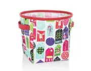 Thirty-One Gifts Storage Collapsible Bin Tote Hello Holiday Christmas Print NEW