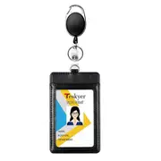 Vertical card sleeve Credit Card Badge Holder lanyards Student Nurse Exhibition PU Business Retractable Card Badge Holder