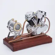 CISON FG-VT9 9cc V2 Two-Cylinder Four-Stroke Air-cooling Gasoline Motorcycle Engine with Base Air Filter Set Black