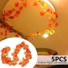 5pcs Artificial Maple Leaf Garlands 7.5Ft Autumn Hanging Fall Plant ☏