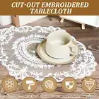 4x Hollow Embroidered Table Cloth Mat Polyester Oval Dining Table Cloth Non Slip