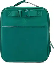 Parker Kids Insulated Waterproof Lunch Box for Children - Customizable Lunch Bag with Durable Hook and Loop Patches, Easy-Open Zippers, Water Bottle Buckle - Peacock