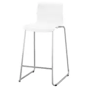 GLENN Bar stool, white, chrome-plated, 66 cm